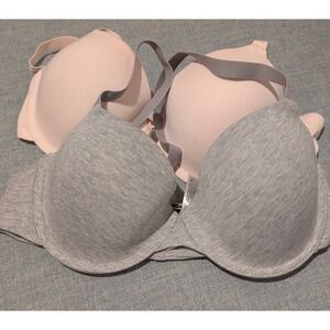 Underwire Lightly Padded Demi Microfiber Bra Size 38B Pack of 2 Grey and Pink